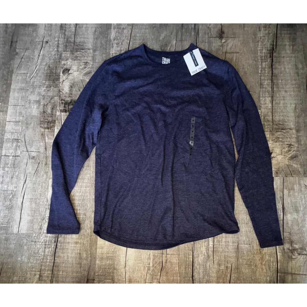 True Craft Mens Navy Long Sleeve Pocket T-Shirt Size M